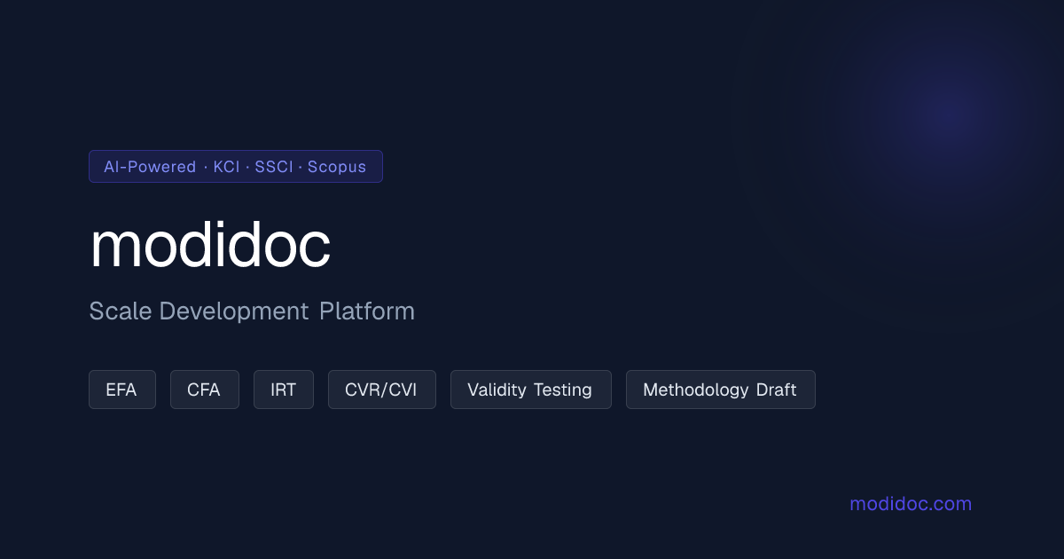 modidoc — AI-Powered Scale Development Platform | EFA · CFA · Validity ...